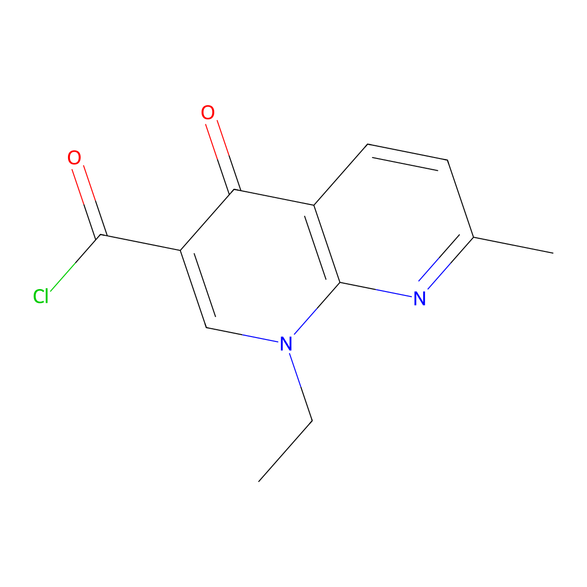 1-ethyl-7-methyl-4-oxo-1,8-naphthyridine-3-carbonyl Chloride molecular structure, CAS 52377-28-3