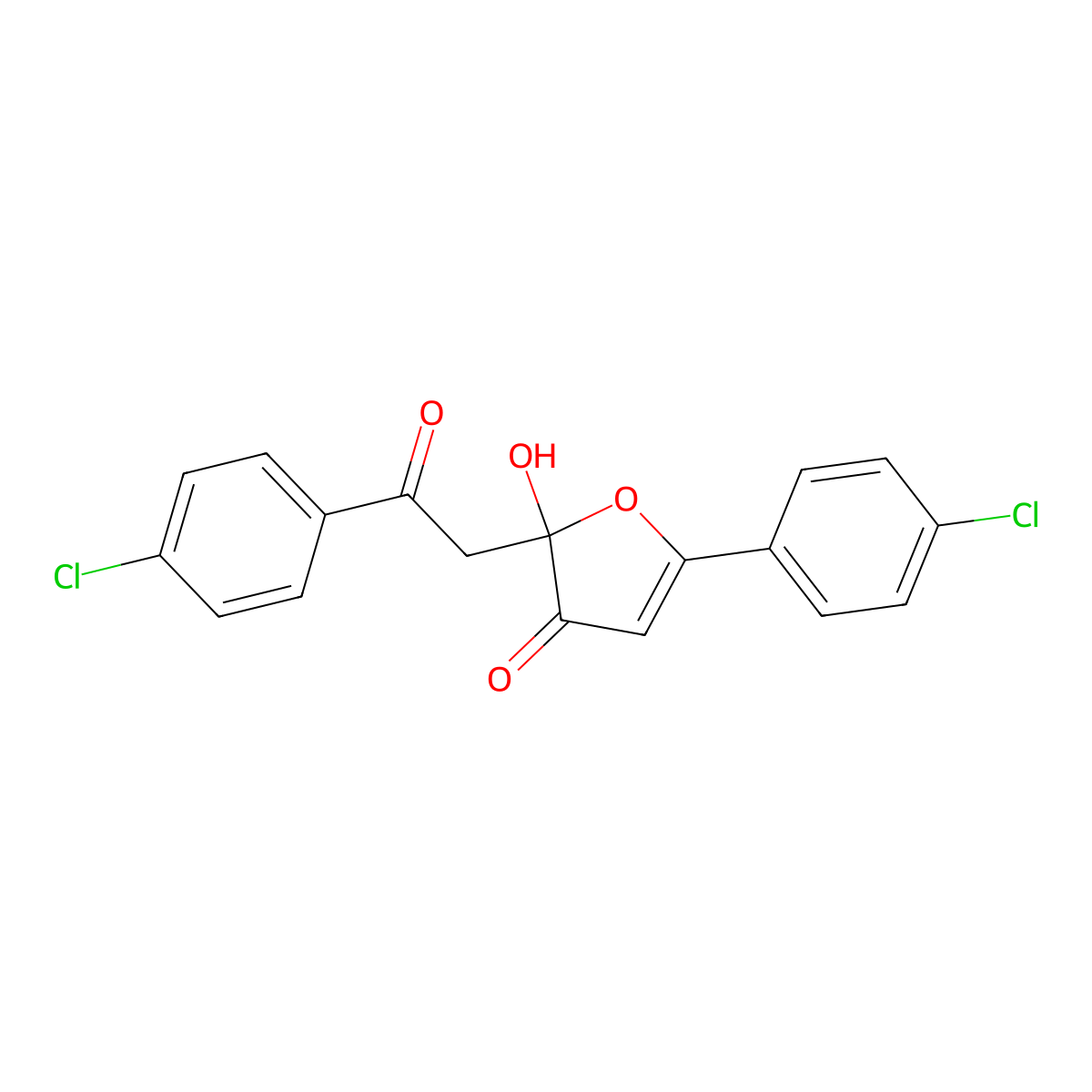5-(4-Chloro-phenyl)-2-[2-(4-chloro-phenyl)-2-oxo-ethyl]-2-hydroxy-furan-3-one molecular structure, CAS 5238-43-7