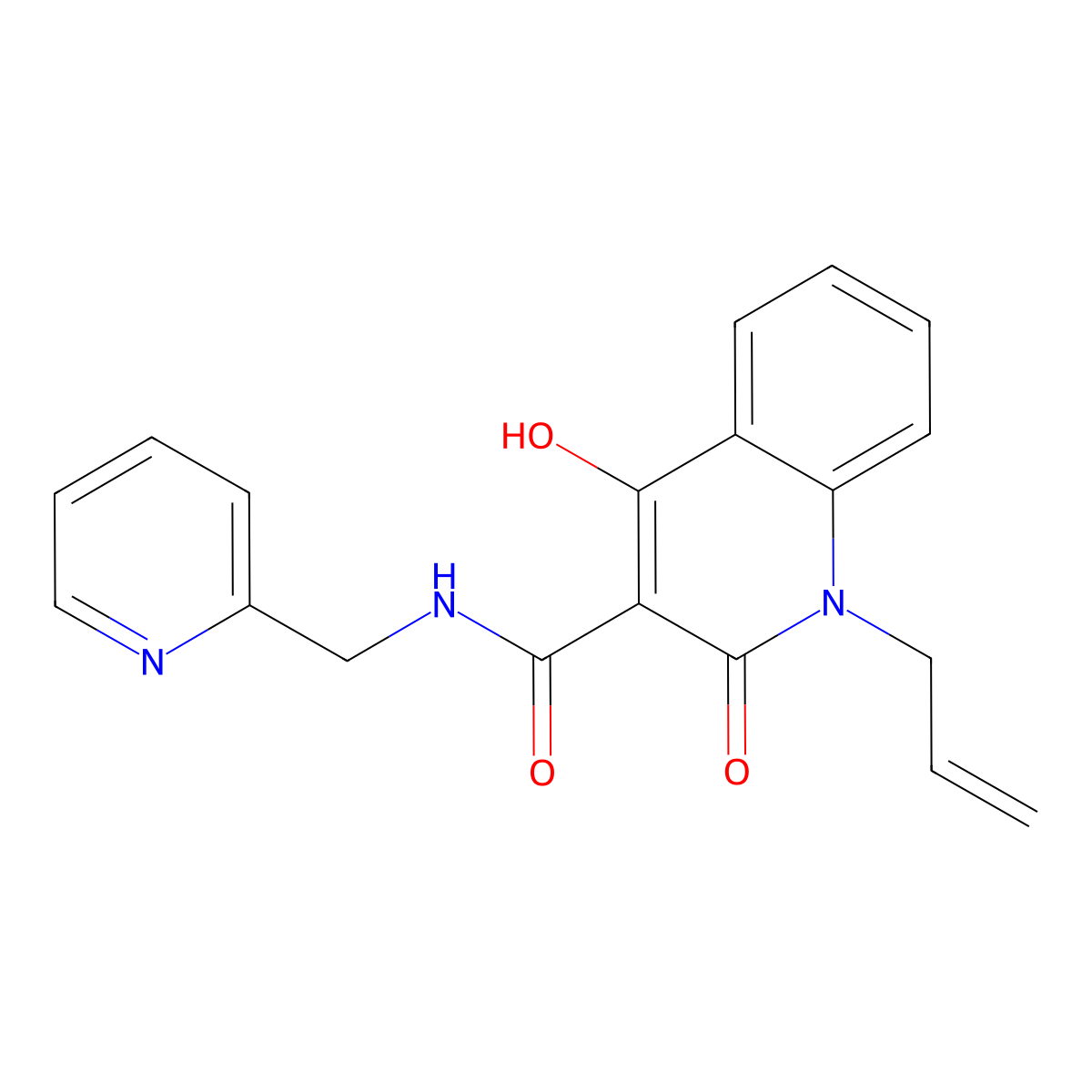 1-allyl-4-hydroxy-2-oxo-N-(2-pyridinylmethyl)-1,2-dihydro-3-quinolinecarboxamide molecular structure, CAS 5238-89-1