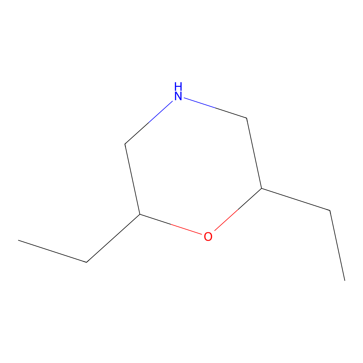 2,6-Diethylmorpholine molecular structure, CAS 52382-34-0