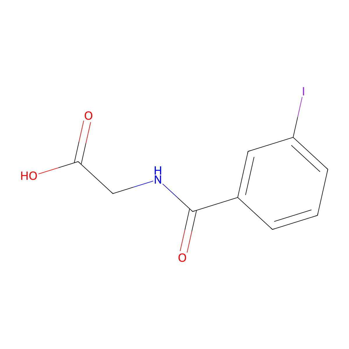Glycine, N-(3-iodobenzoyl)- molecular structure, CAS 52386-94-4
