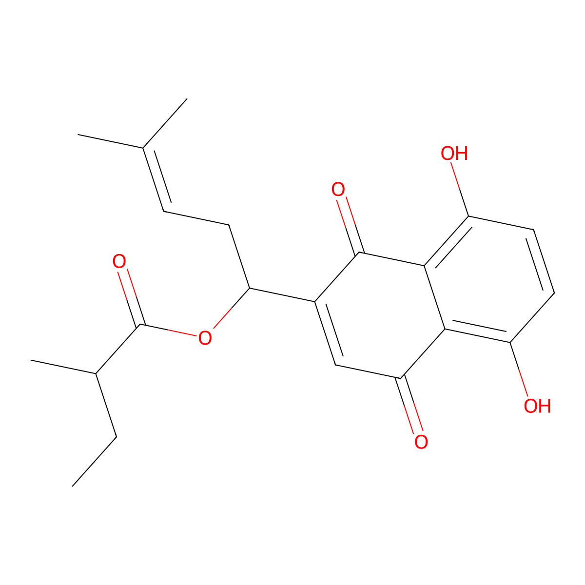 (2-Methylbutyryl)shikonin molecular structure, CAS 52387-15-2