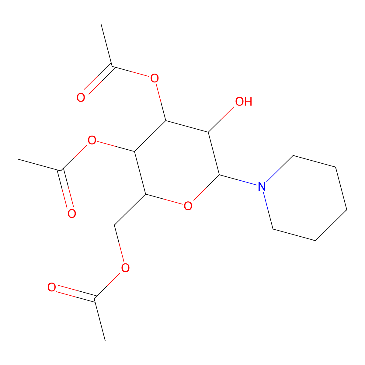 N-(3,4,6-Tri-O-acetyl-b-D-glucopyranosyl)piperidine molecular structure, CAS 52389-39-6