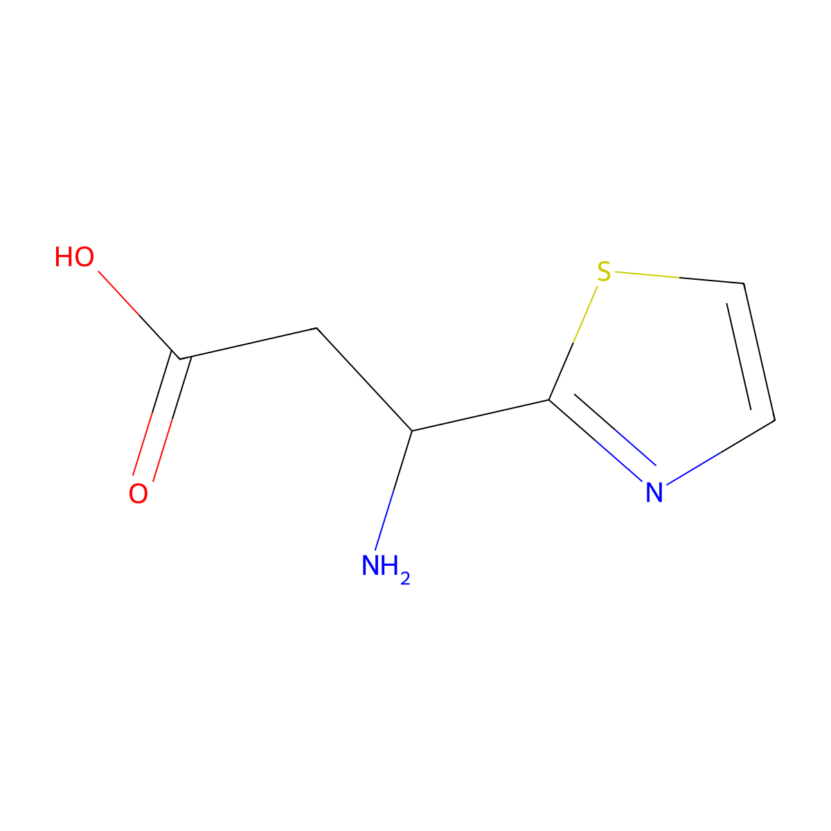 3-Amino-3-(1,3-thiazol-2-yl)propanoic acid molecular structure, CAS 52396-78-8