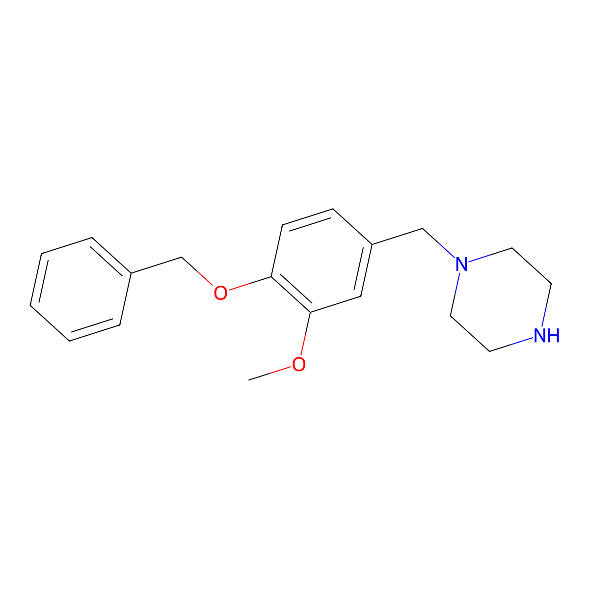 1-[4-(Benzyloxy)-3-methoxybenzyl]piperazine molecular structure, CAS 523980-01-0