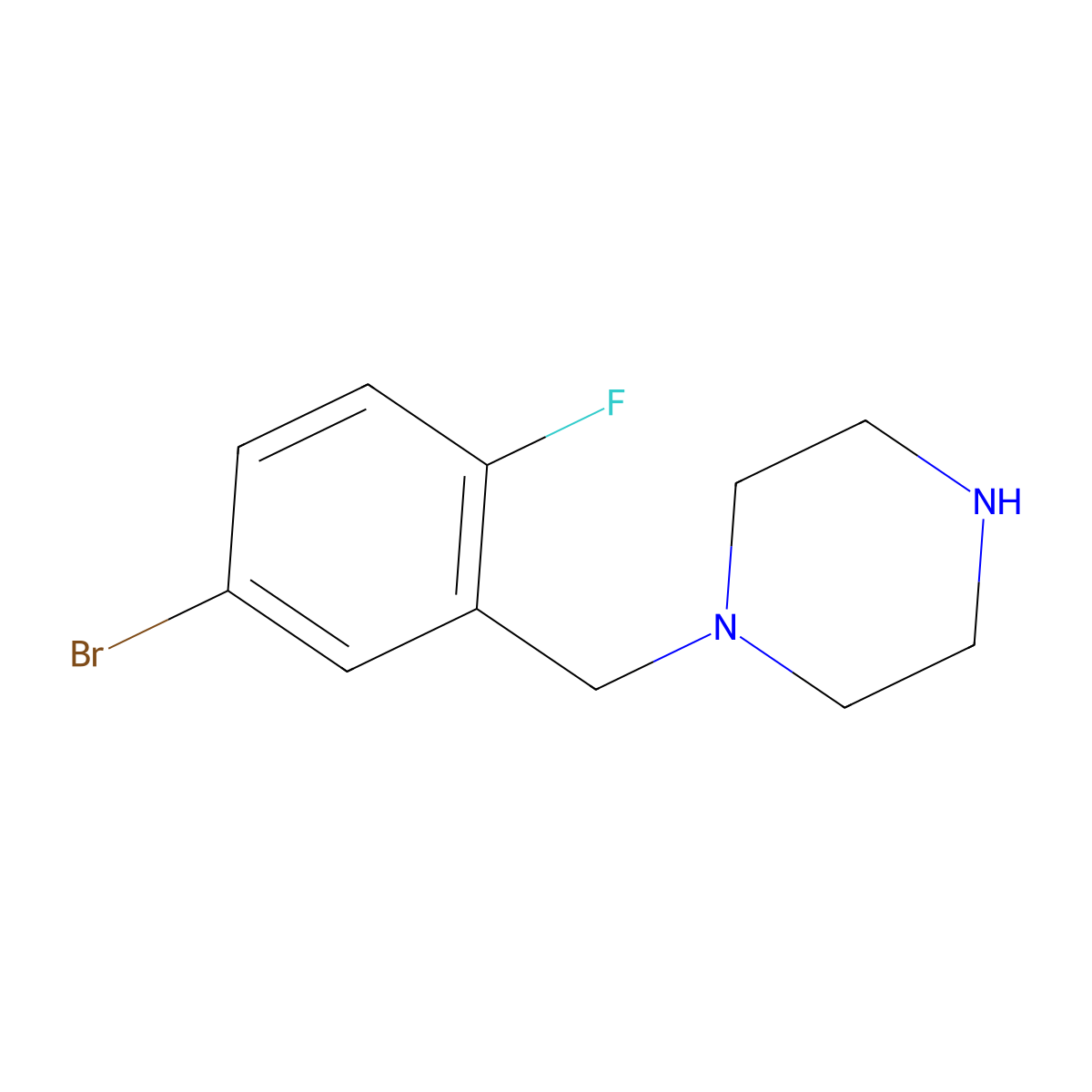 1-[(5-Bromo-2-fluorophenyl)methyl]piperazine molecular structure, CAS 523981-02-4