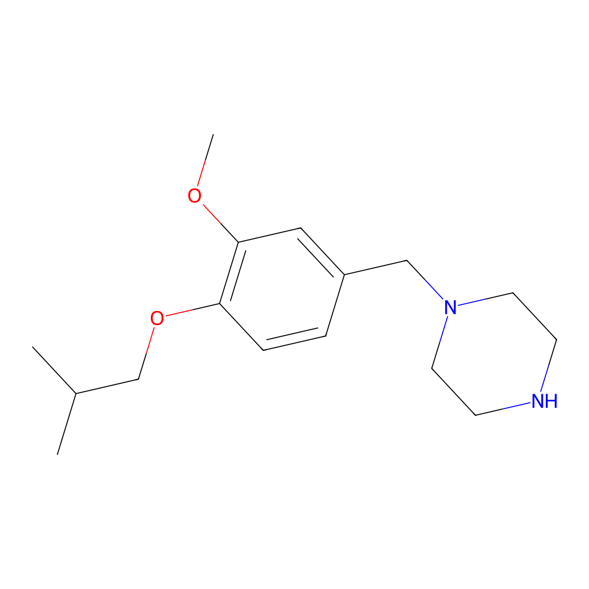 1-(4-Isobutoxy-3-methoxybenzyl)piperazine molecular structure, CAS 523981-38-6