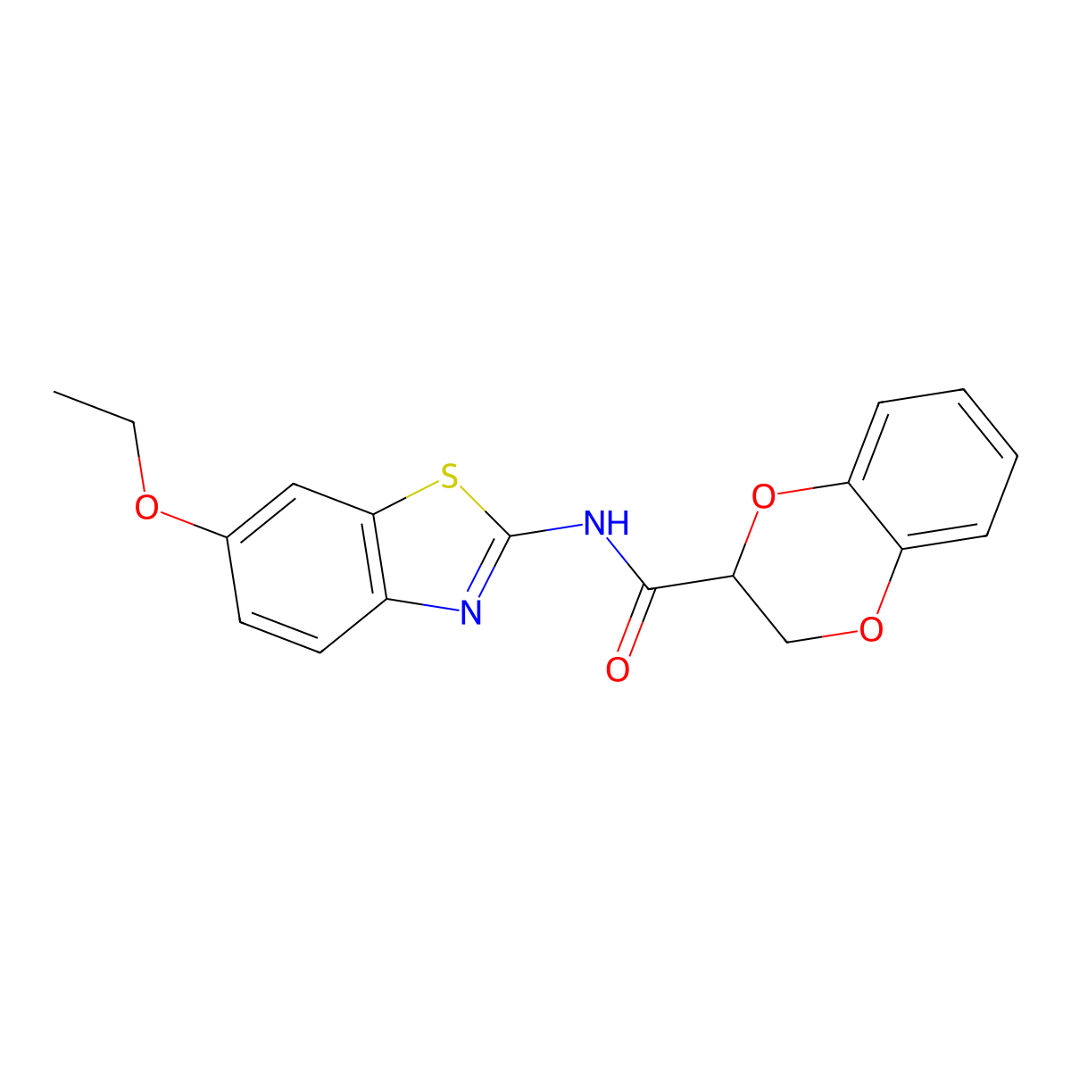 N-(6-ethoxy-1,3-benzothiazol-2-yl)-2,3-dihydro-1,4-benzodioxine-3-carboxamide molecular structure, CAS 523983-36-0