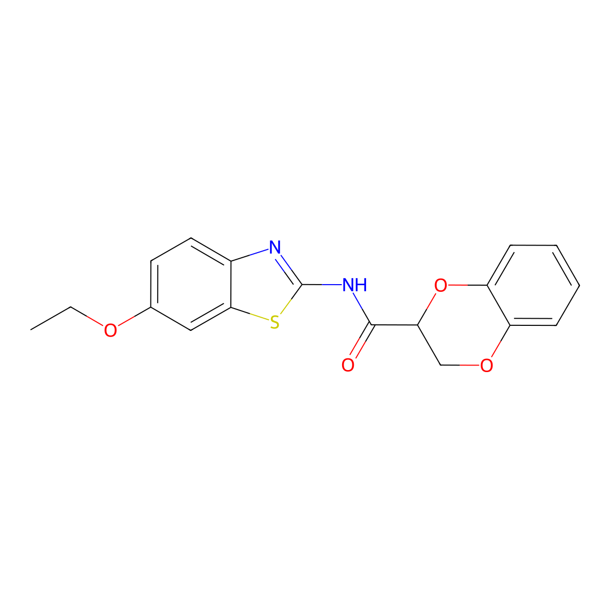 N-(6-ethoxy-1,3-benzothiazol-2-yl)-2,3-dihydro-1,4-benzodioxine-3-carboxamide molecular structure, CAS 523983-36-0