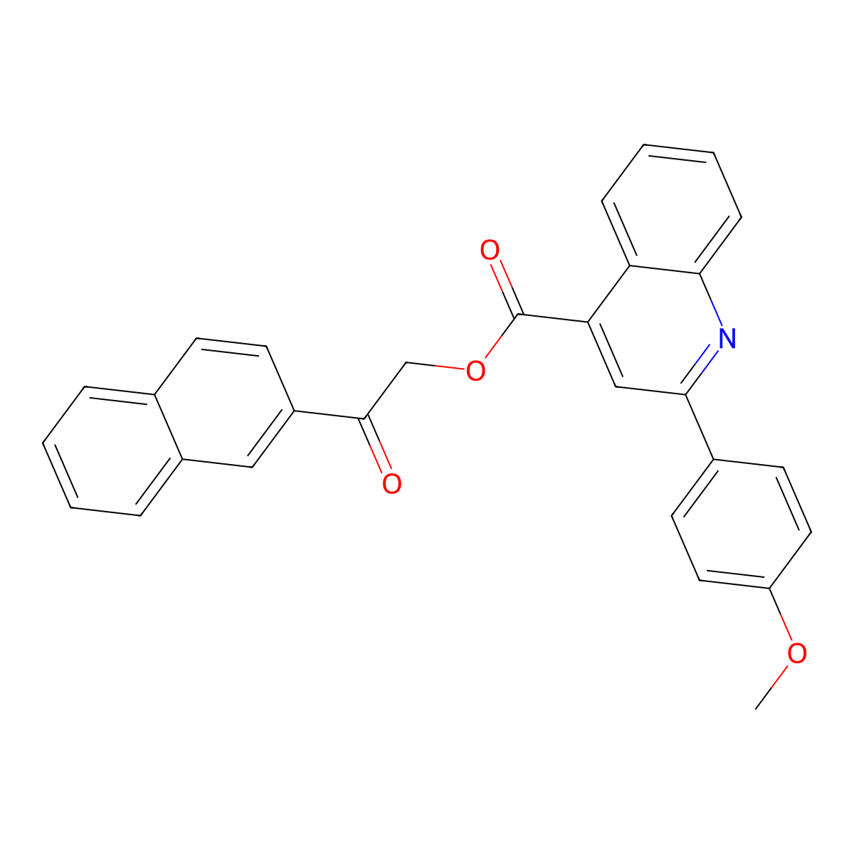 2-(p-Anisyl)-4-quinolinecarboxylic acid 2-naphthylcarbonylmethyl ester molecular structure, CAS 523990-14-9