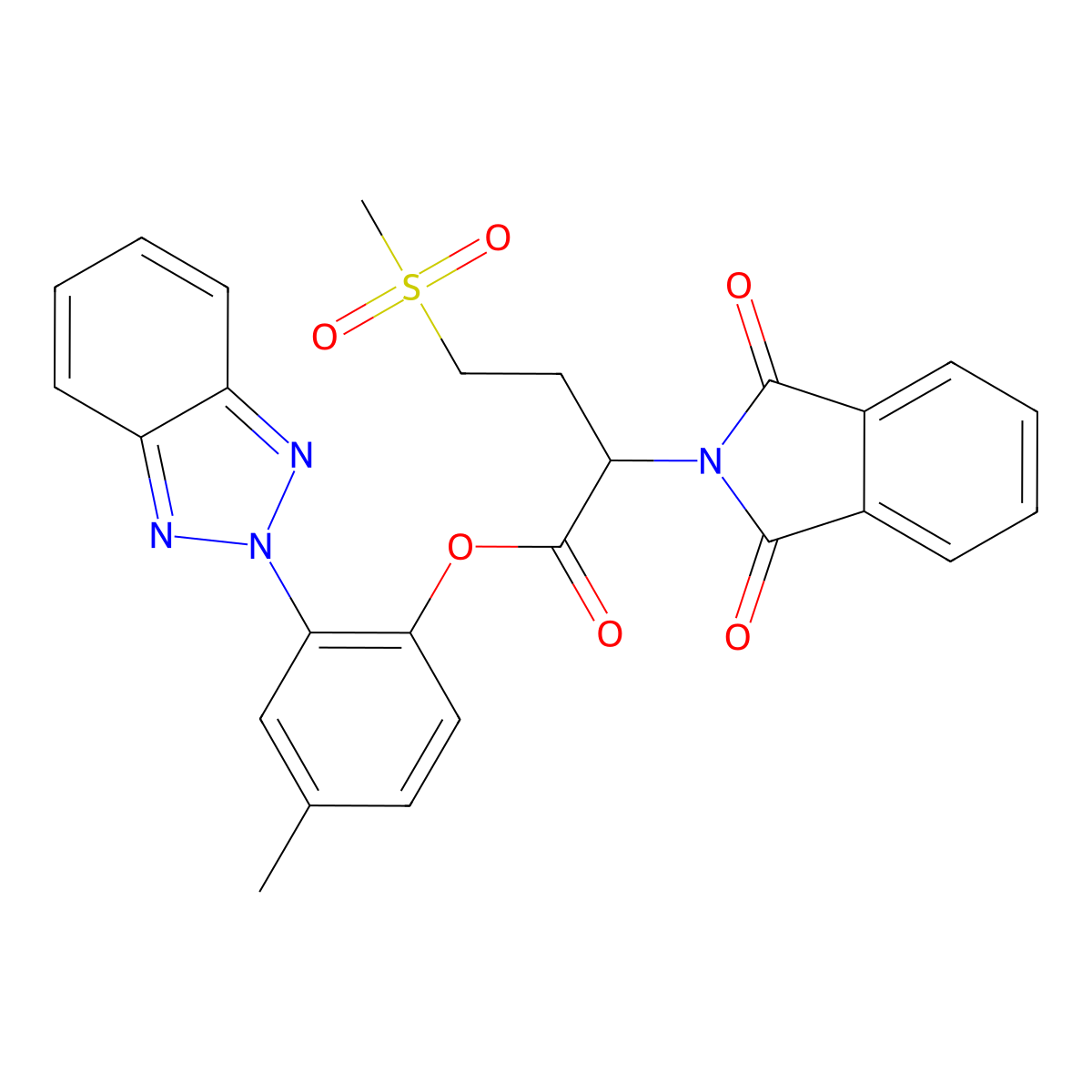 [2-(Benzotriazol-2-yl)-4-methylphenyl] 2-(1,3-dioxoisoindol-2-yl)-4-methylsulfonylbutanoate molecular structure, CAS 523990-29-6