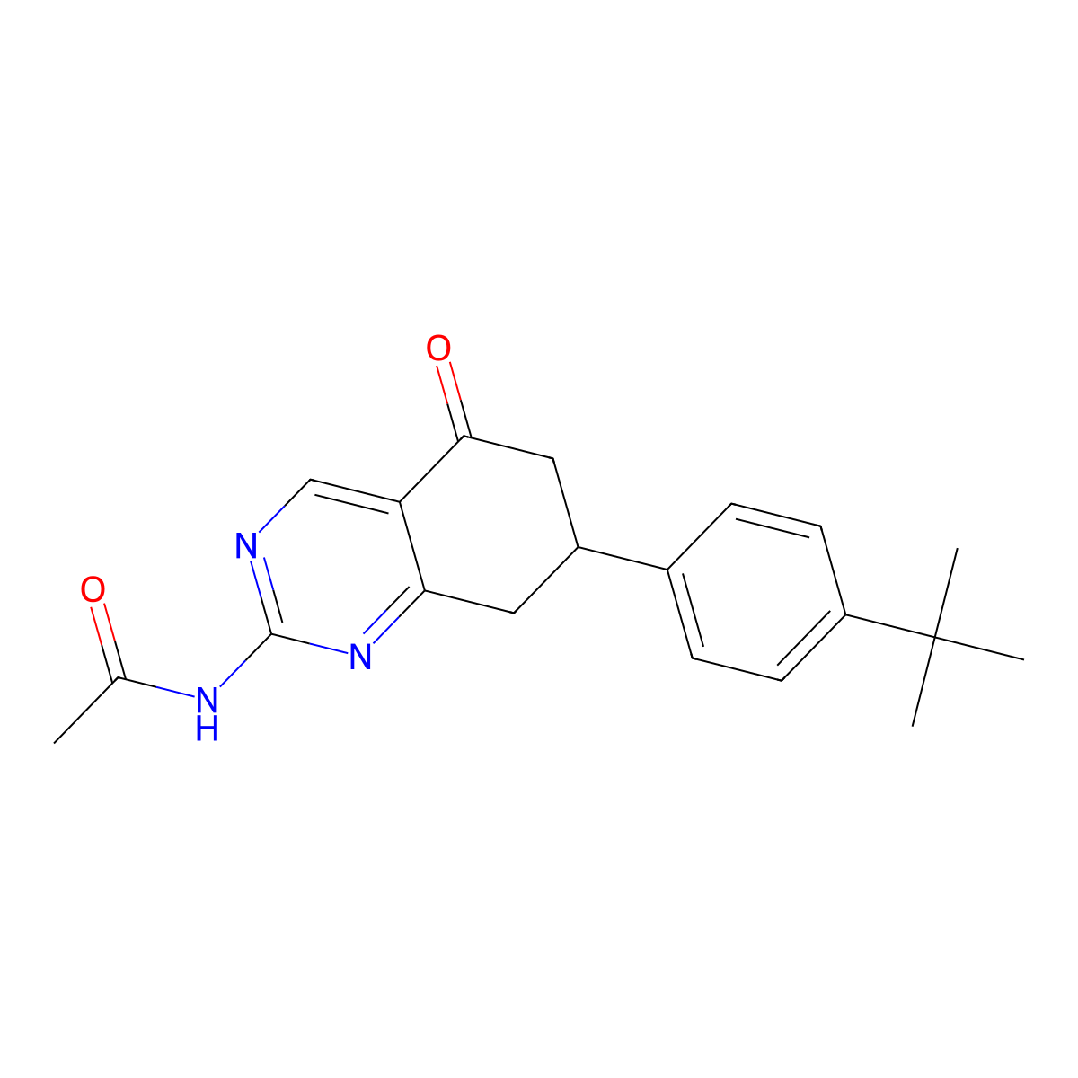 N-[7-(4-tert-butylphenyl)-5-oxo-5,6,7,8-tetrahydroquinazolin-2-yl]acetamide molecular structure, CAS 523990-63-8