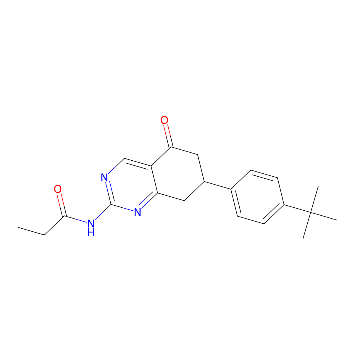 N-[7-(4-tert-butylphenyl)-5-oxo-5,6,7,8-tetrahydroquinazolin-2-yl]propanamide molecular structure, CAS 523990-64-9