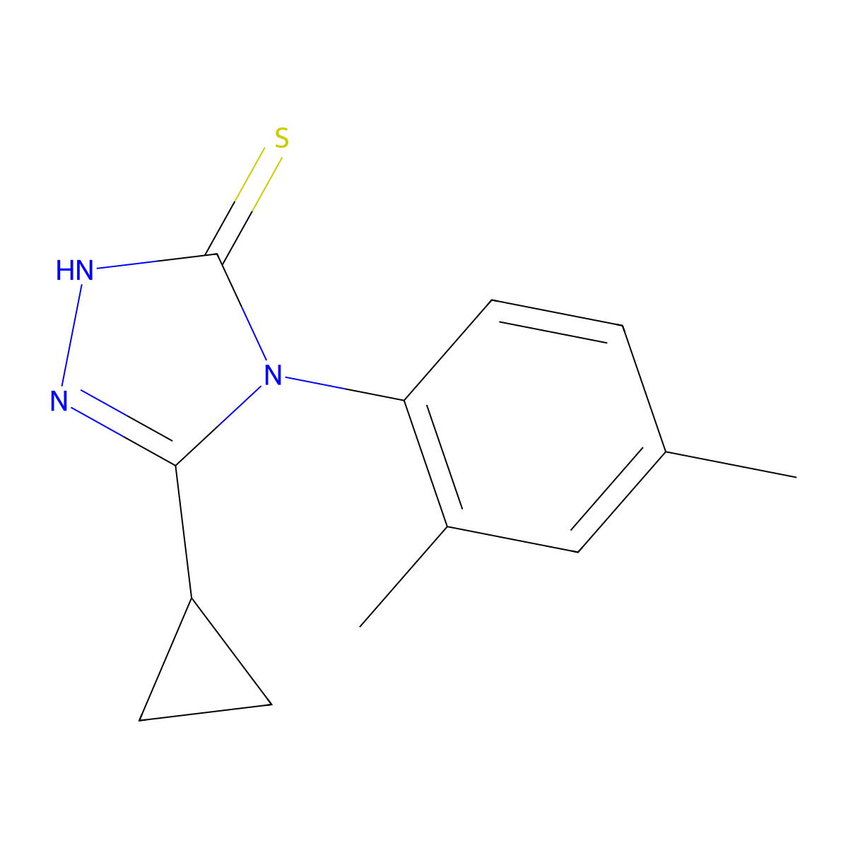 3-cyclopropyl-4-(2,4-dimethylphenyl)-1H-1,2,4-triazole-5-thione molecular structure, CAS 523990-72-9