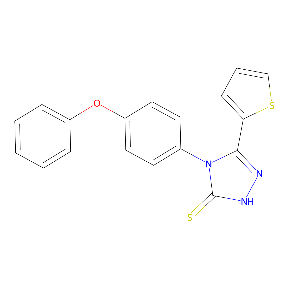 4-(4-phenoxyphenyl)-5-(thiophen-2-yl)-4H-1,2,4-triazole-3-thiol molecular structure, CAS 523990-74-1