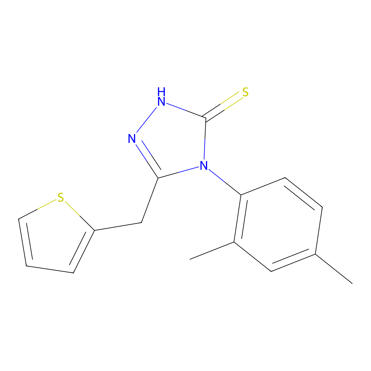4-(2,4-dimethylphenyl)-3-(thiophen-2-ylmethyl)-1H-1,2,4-triazole-5-thione molecular structure, CAS 523990-75-2