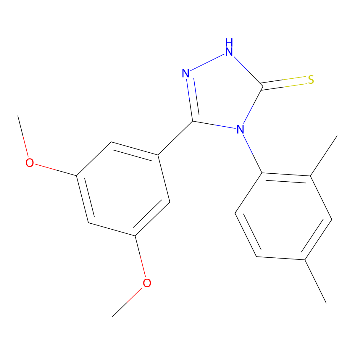 5-(3,5-dimethoxyphenyl)-4-(2,4-dimethylphenyl)-4H-1,2,4-triazole-3-thiol molecular structure, CAS 523990-80-9