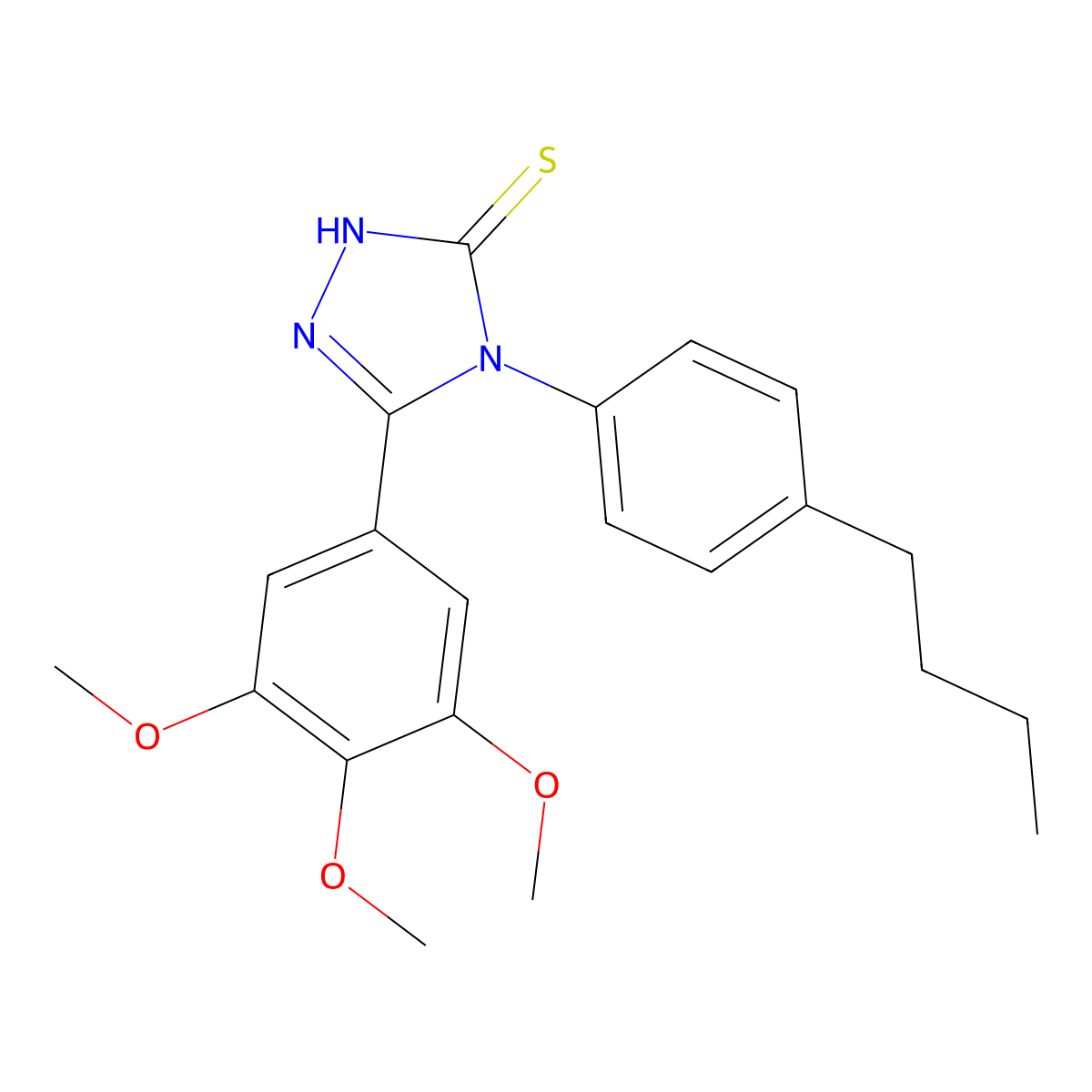 4-(4-butylphenyl)-5-(3,4,5-trimethoxyphenyl)-4H-1,2,4-triazole-3-thiol molecular structure, CAS 523990-81-0