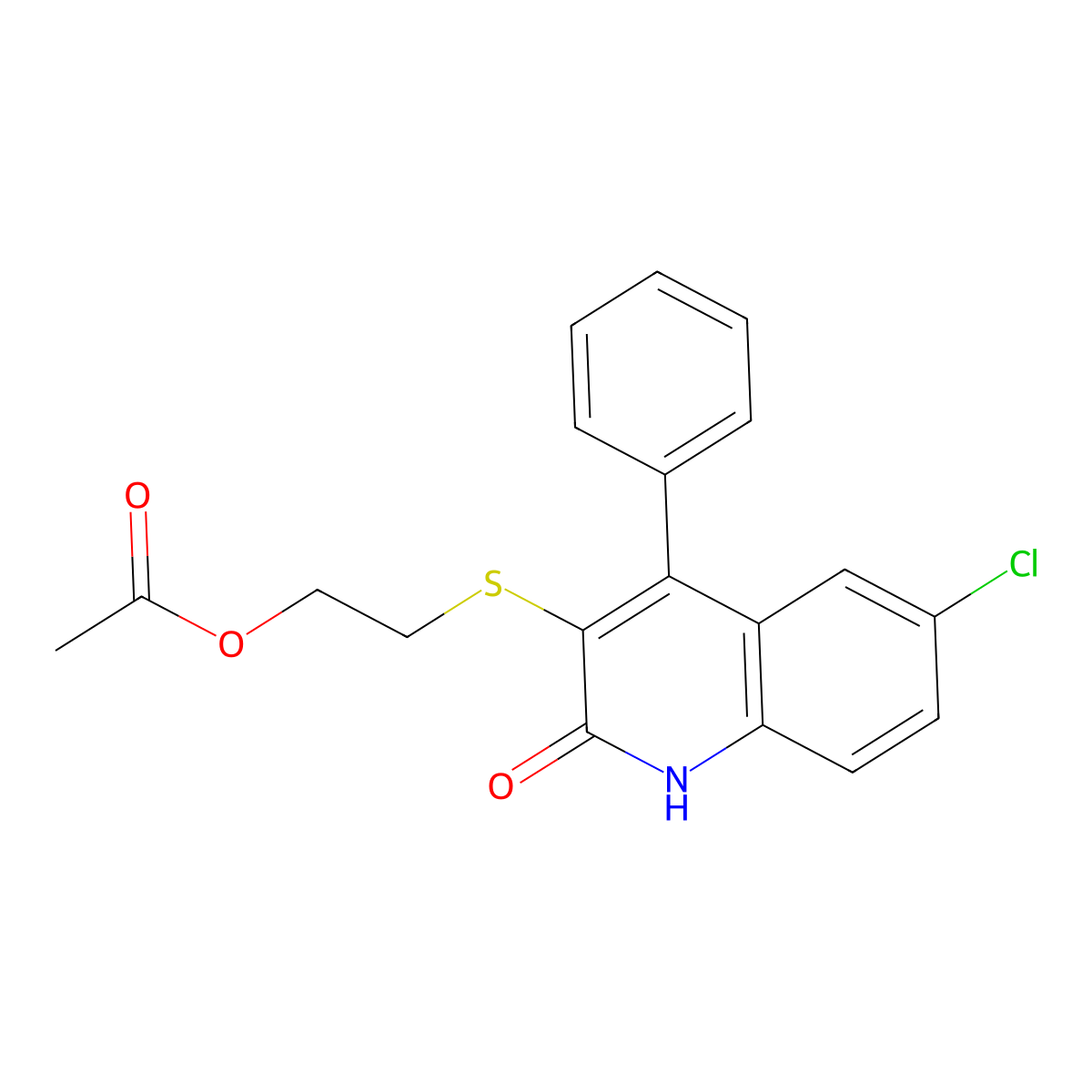 2-[(6-Chloro-2-oxo-4-phenyl-1,2-dihydroquinolin-3-yl)thio]ethyl acetate molecular structure, CAS 523990-91-2