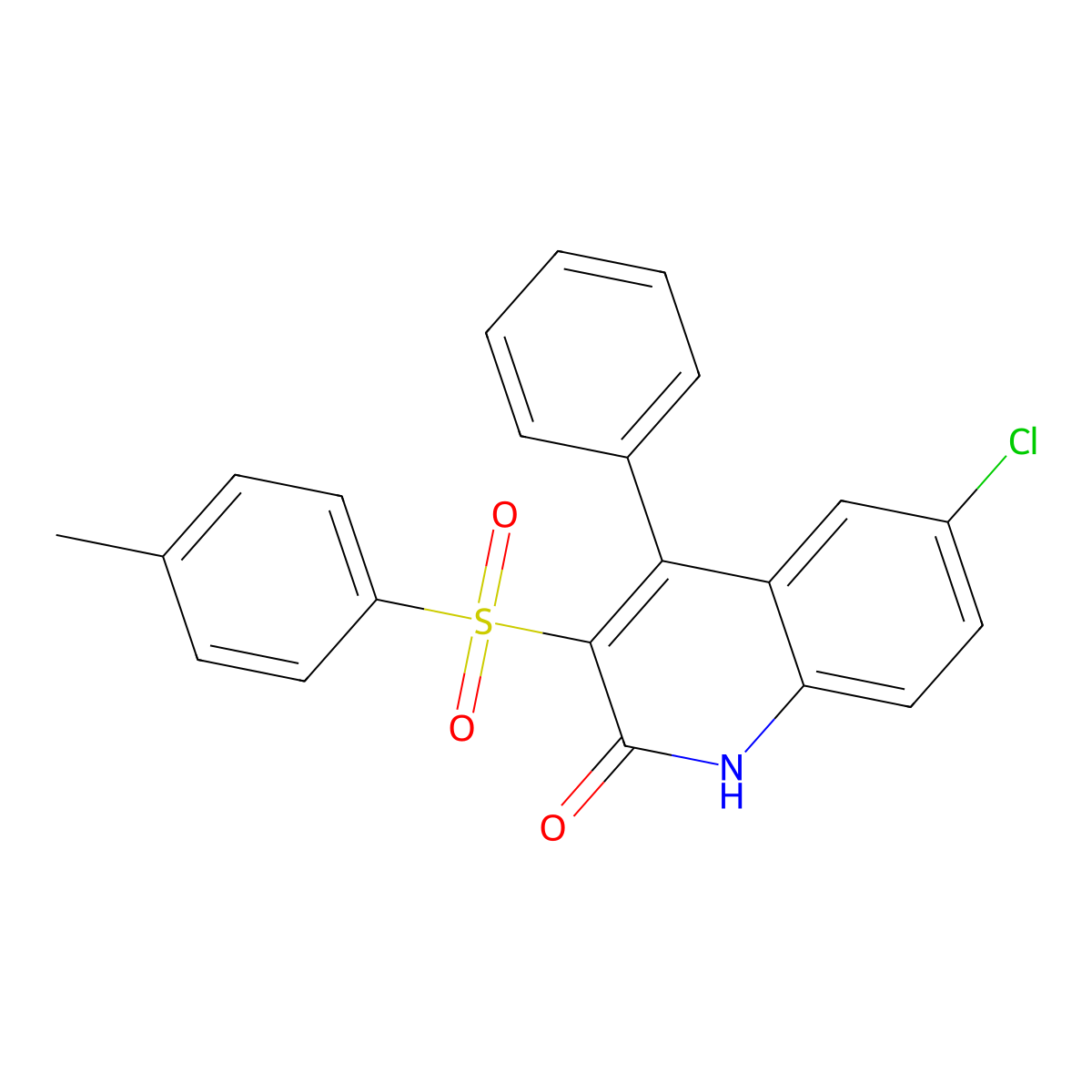 6-chloro-3-[(4-methylphenyl)sulfonyl]-4-phenylquinolin-2(1H)-one molecular structure, CAS 523990-93-4