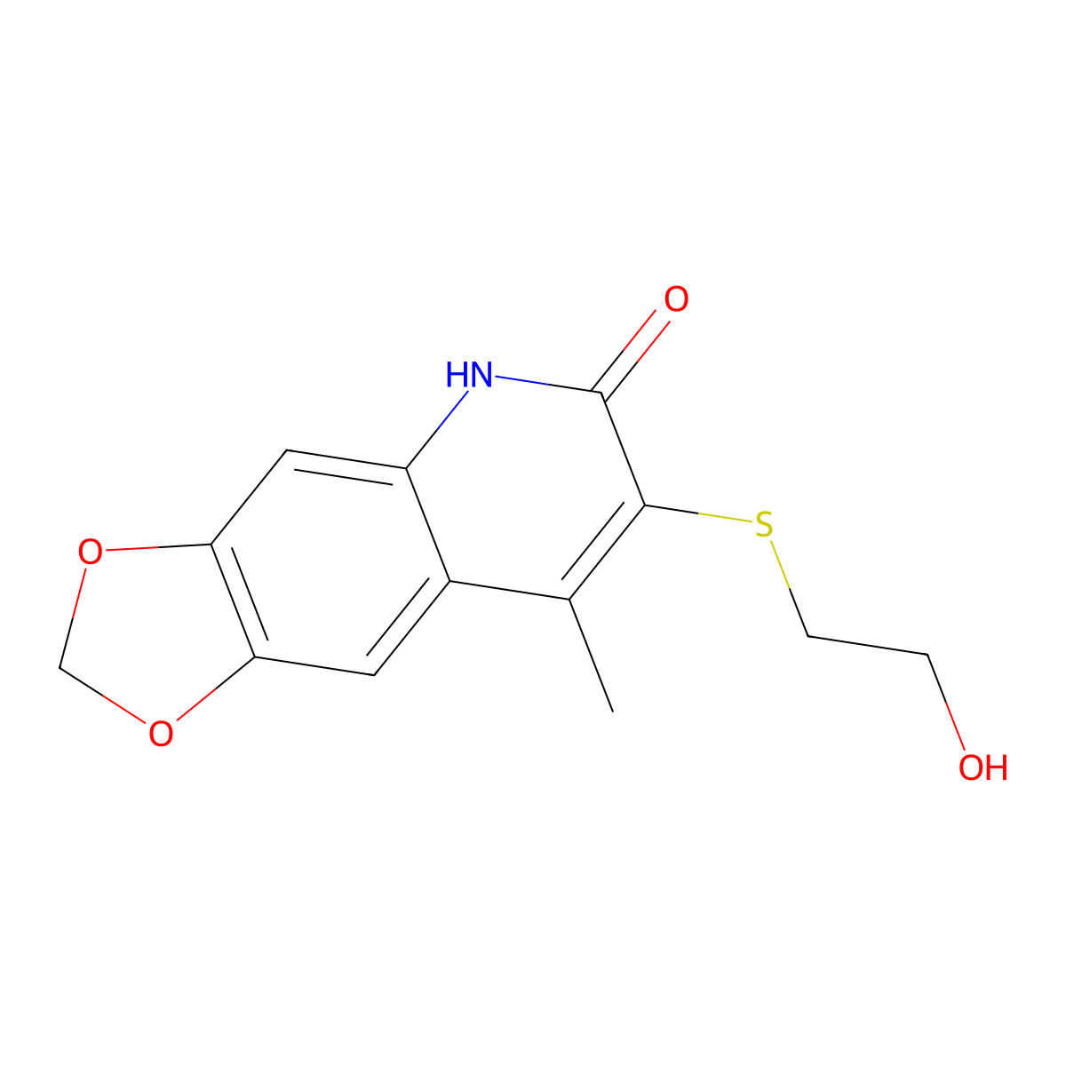 7-[(2-hydroxyethyl)sulfanyl]-8-methyl[1,3]dioxolo[4,5-g]quinolin-6(5H)-one molecular structure, CAS 523991-04-0
