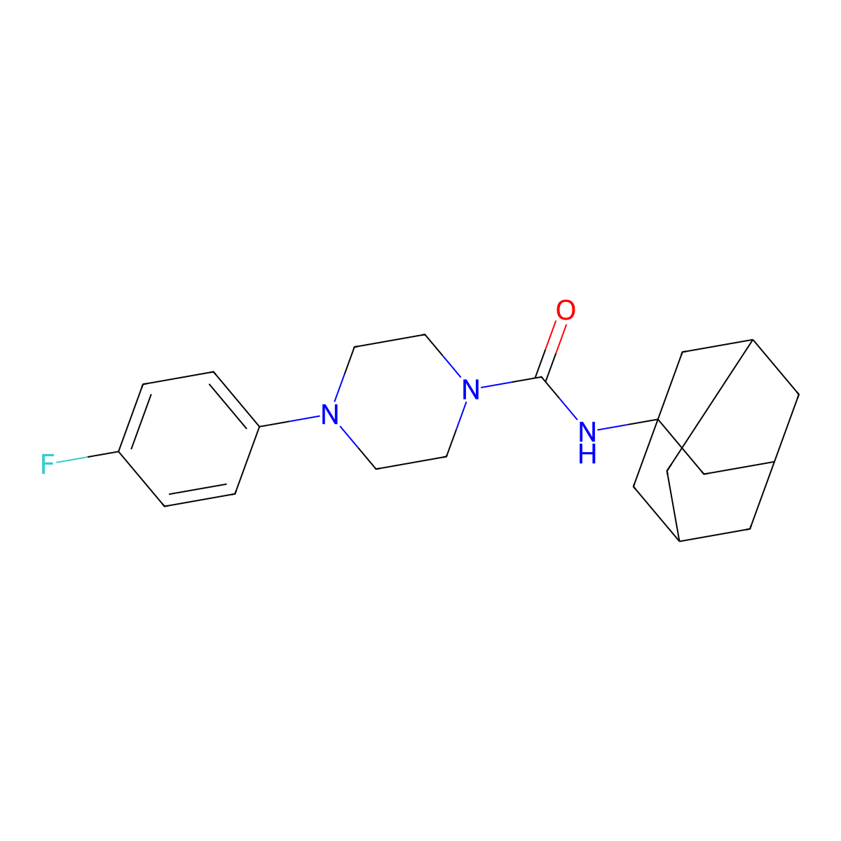 N-(1-adamantyl)-4-(4-fluorophenyl)piperazine-1-carboxamide molecular structure, CAS 523991-21-1