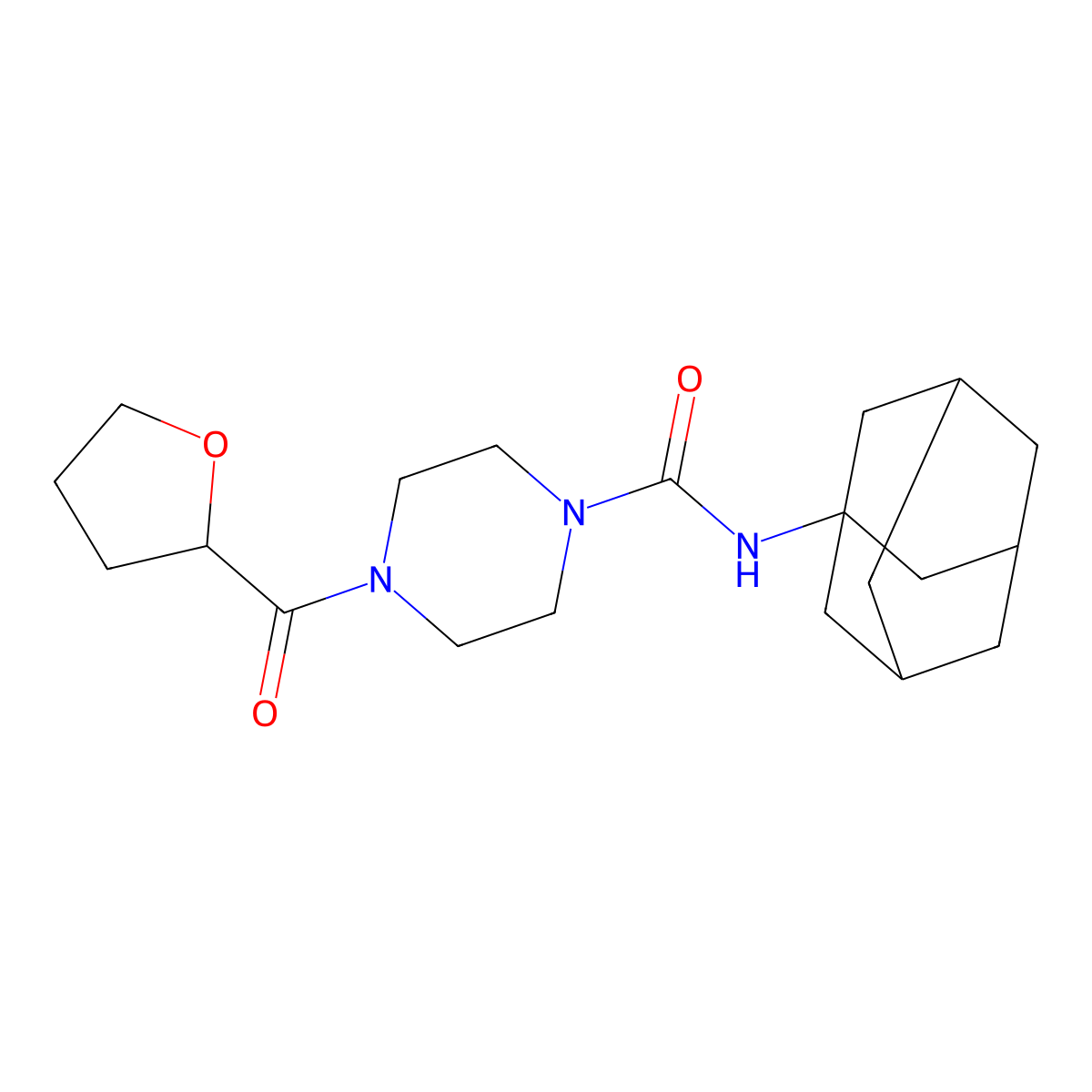 N-(1-adamantyl)-4-[oxo(2-oxolanyl)methyl]-1-piperazinecarboxamide molecular structure, CAS 523991-25-5