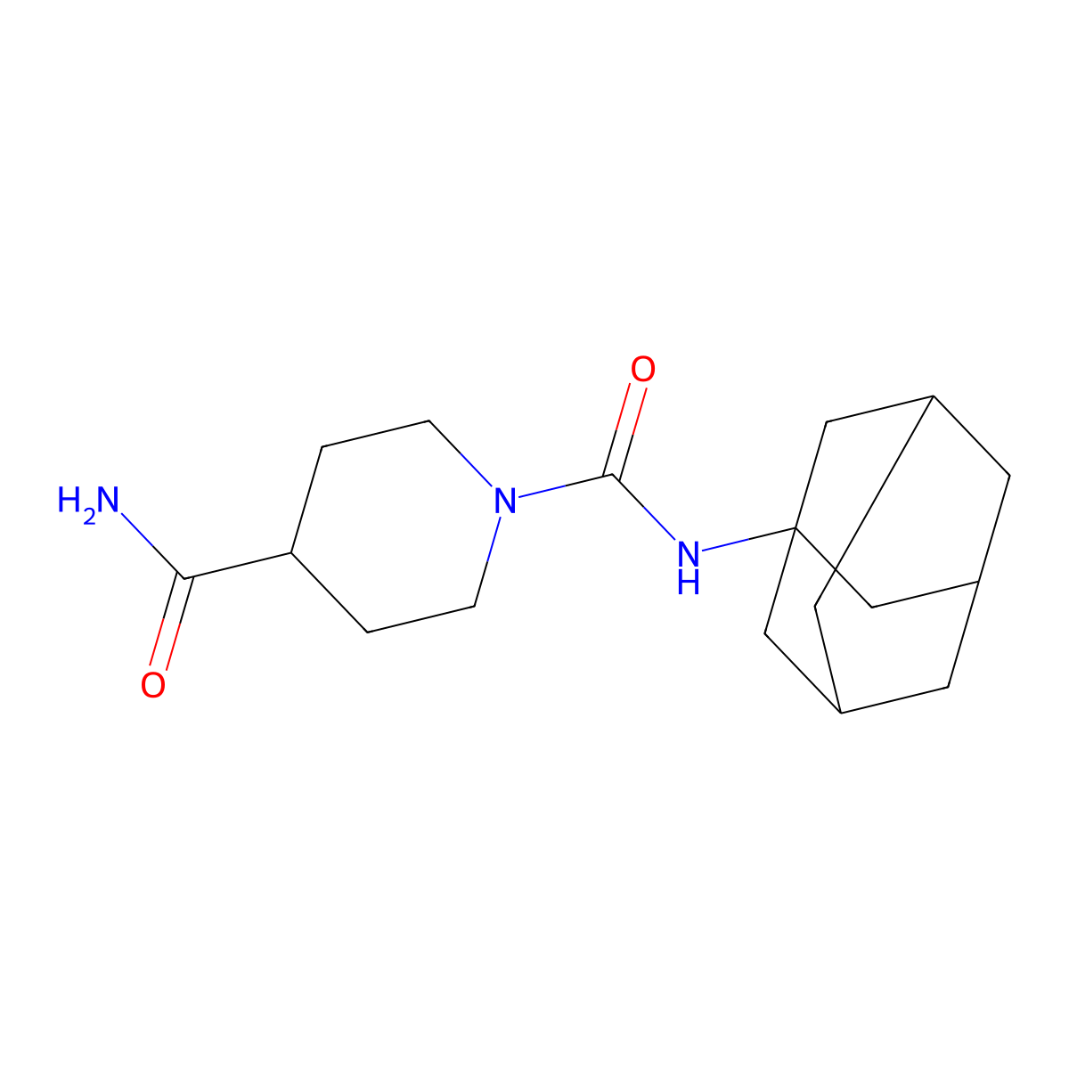 1-(N-adamantanylcarbamoyl)piperidine-4-carboxamide molecular structure, CAS 523991-27-7