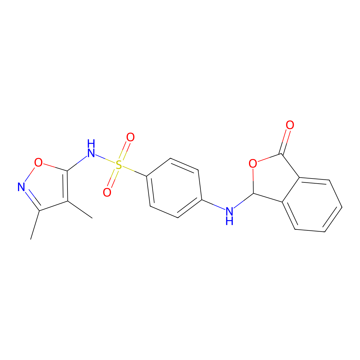 N-(3,4-dimethyl-1,2-oxazol-5-yl)-4-[(3-oxo-1,3-dihydro-2-benzofuran-1-yl)amino]benzenesulfonamide molecular structure, CAS 523991-53-9