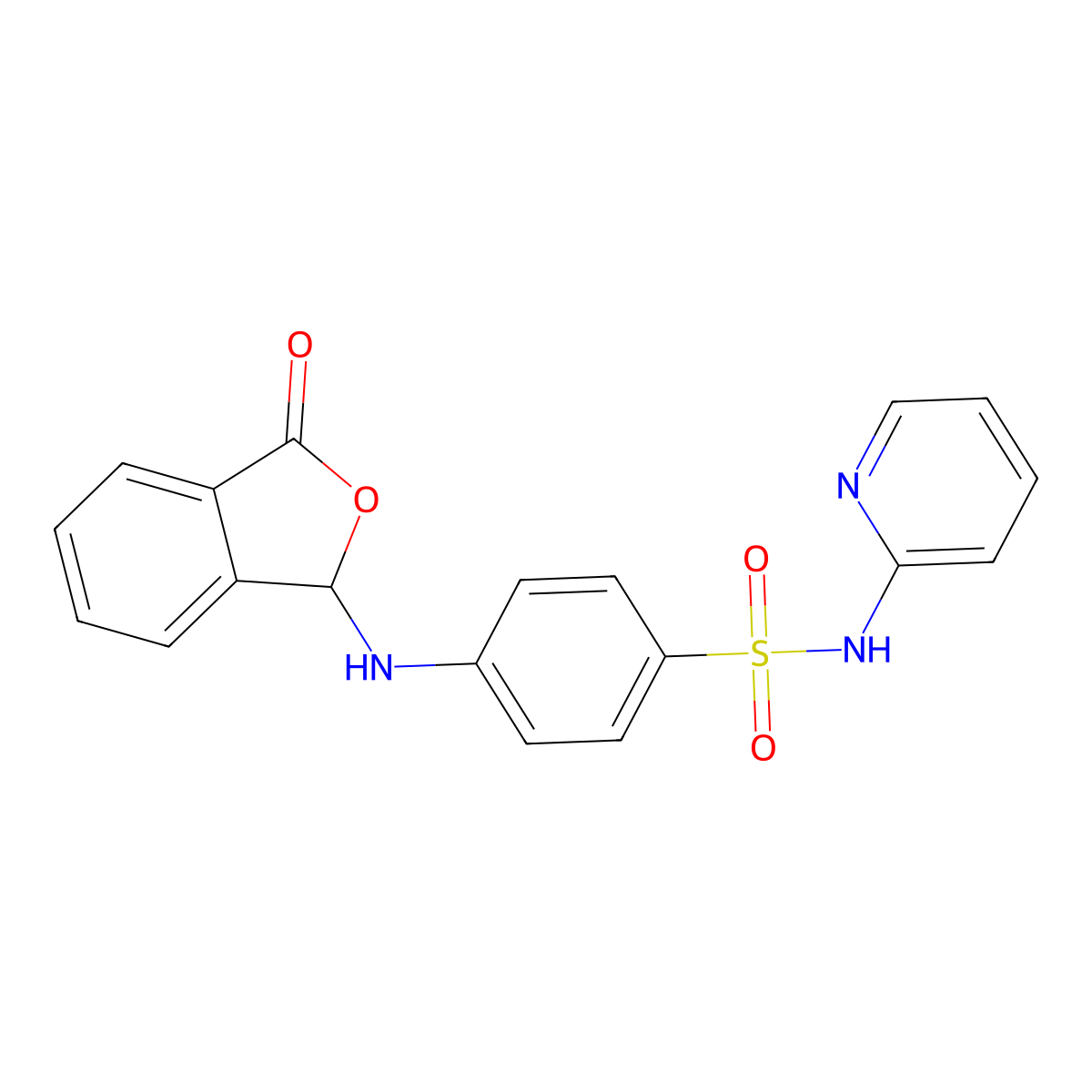 4-[(3-oxo-1H-2-benzofuran-1-yl)amino]-N-pyridin-2-ylbenzenesulfonamide molecular structure, CAS 523991-54-0