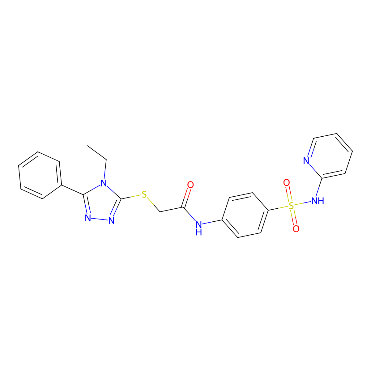 2-[(4-ethyl-5-phenyl-4H-1,2,4-triazol-3-yl)thio]-N-{4-[(2-pyridinylamino)sulfonyl]phenyl}acetamide molecular structure, CAS 523991-69-7