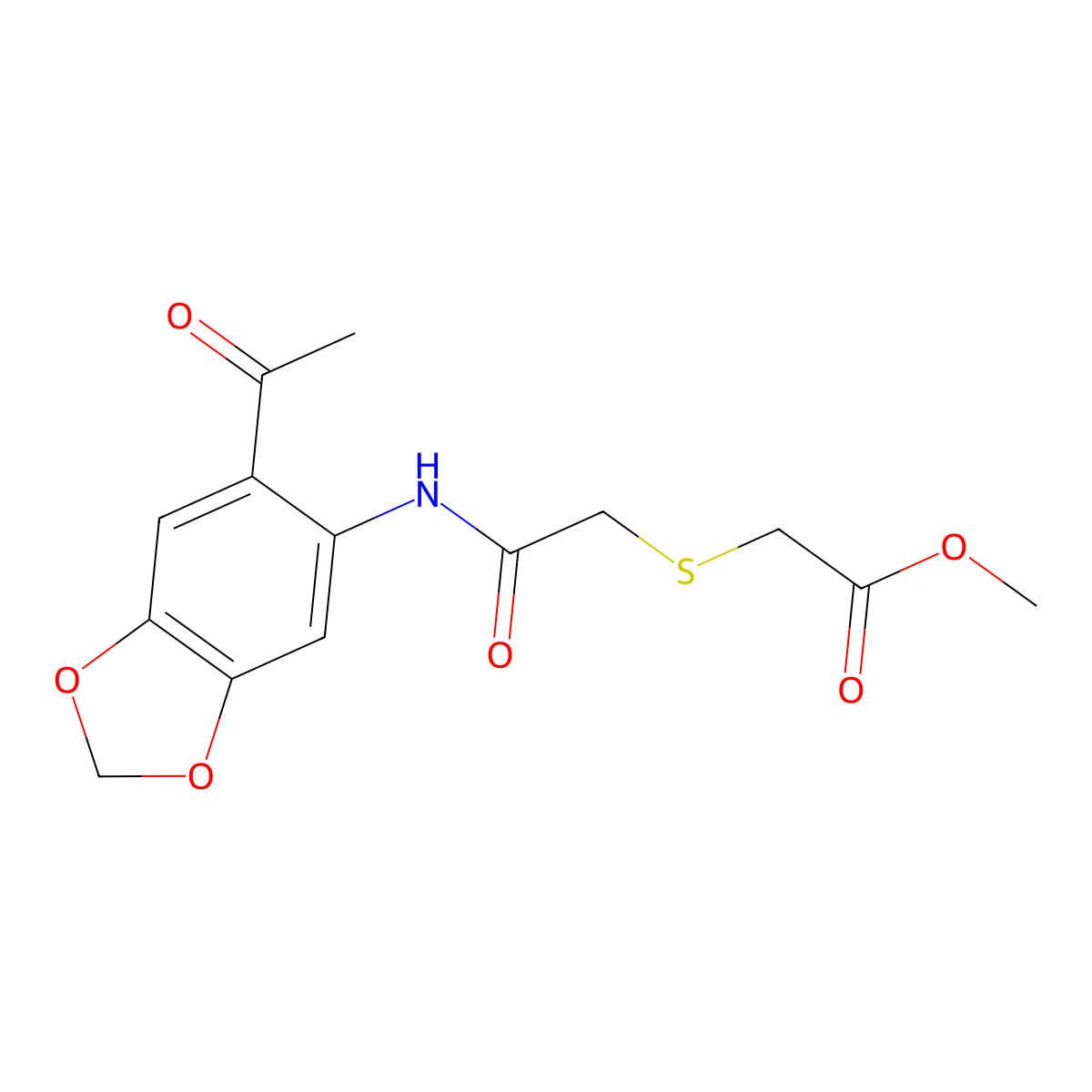 Methyl ({2-[(6-acetyl-1,3-benzodioxol-5-yl)amino]-2-oxoethyl}sulfanyl)acetate molecular structure, CAS 523991-79-9
