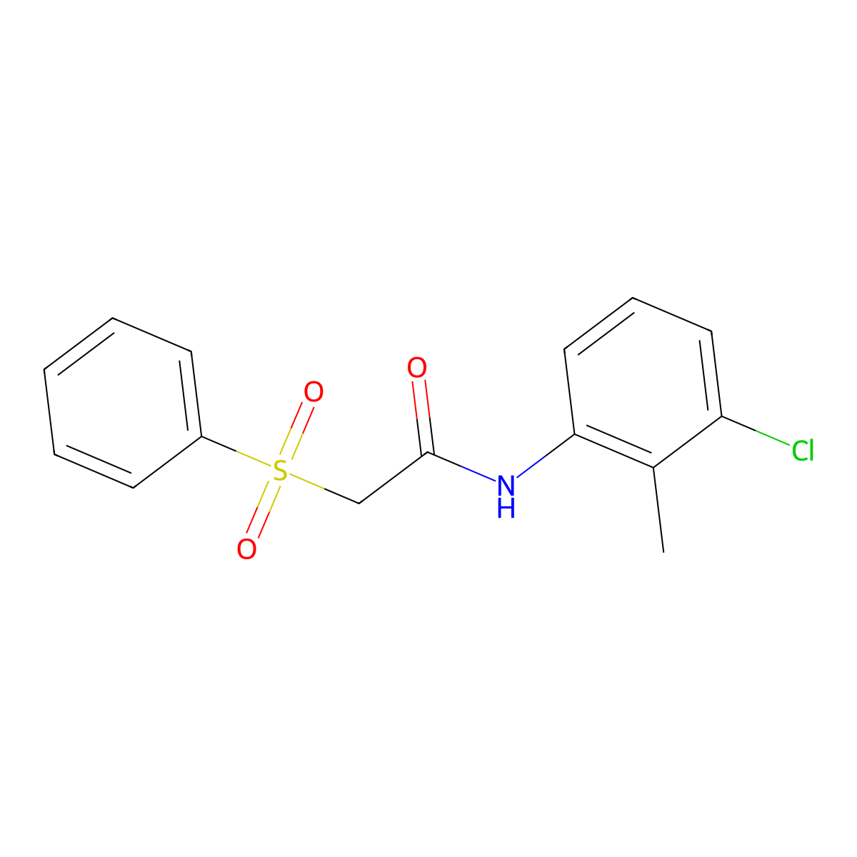 N-(3-chloro-2-methylphenyl)-2-(phenylsulfonyl)acetamide molecular structure, CAS 523991-80-2