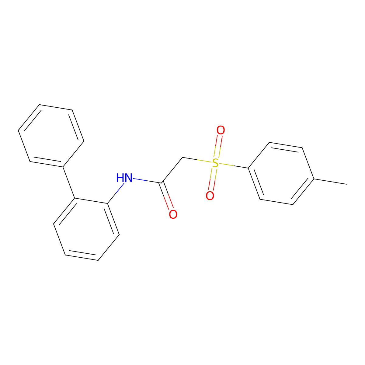 2-(4-methylphenyl)sulfonyl-N-(2-phenylphenyl)acetamide molecular structure, CAS 523991-81-3