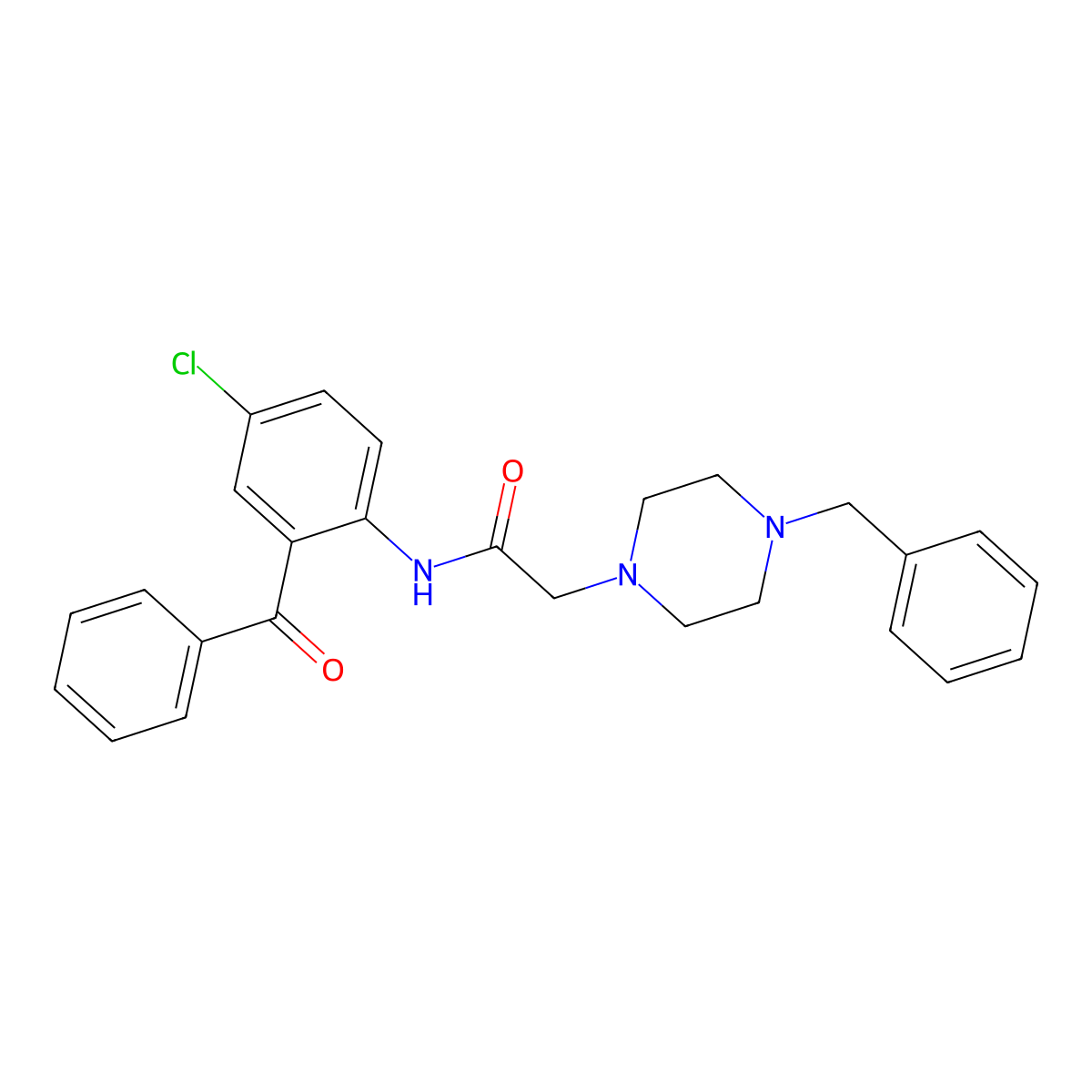 N-(2-benzoyl-4-chlorophenyl)-2-(4-benzylpiperazin-1-yl)acetamide molecular structure, CAS 523991-92-6