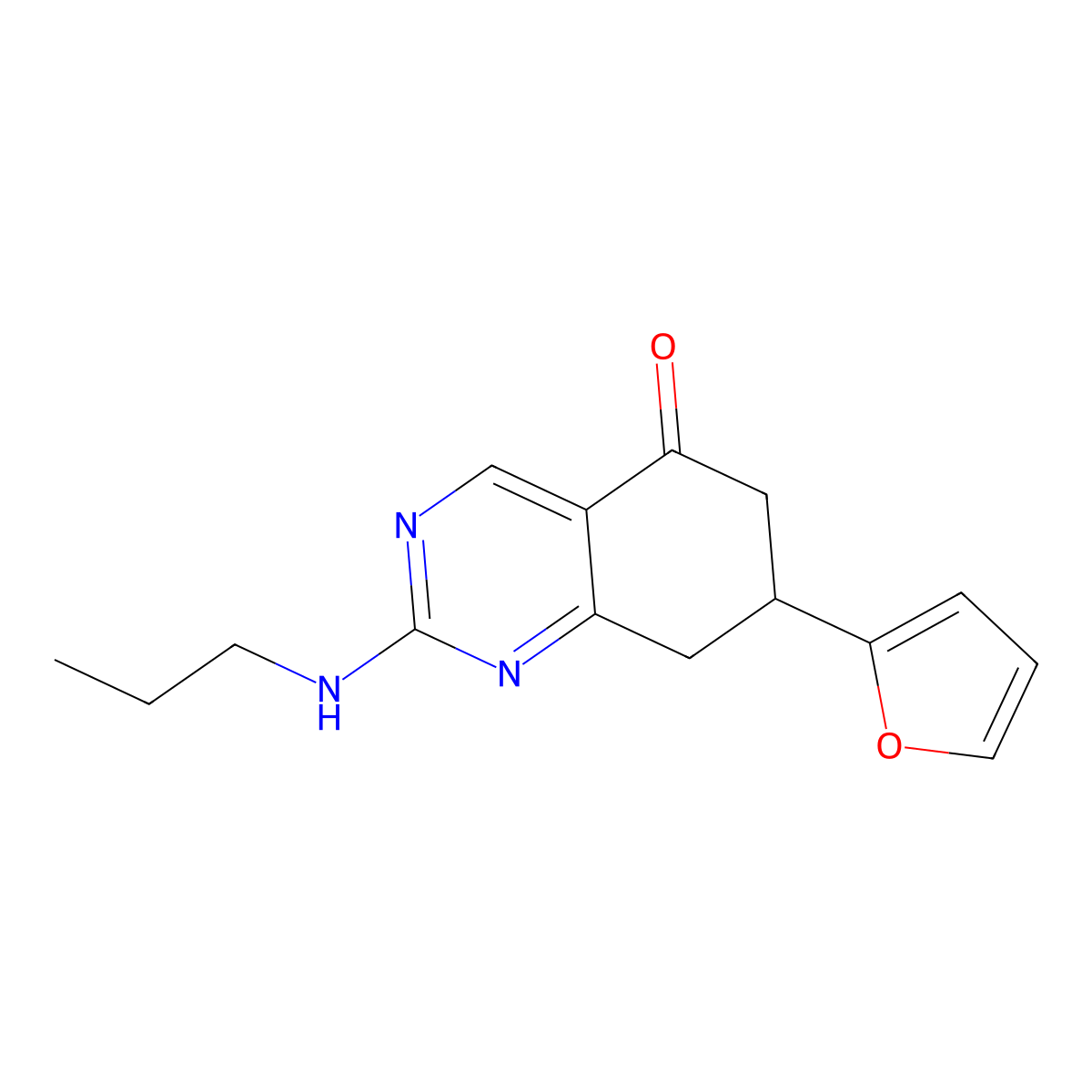 7-(furan-2-yl)-2-(propylamino)-7,8-dihydroquinazolin-5(6H)-one molecular structure, CAS 523991-97-1