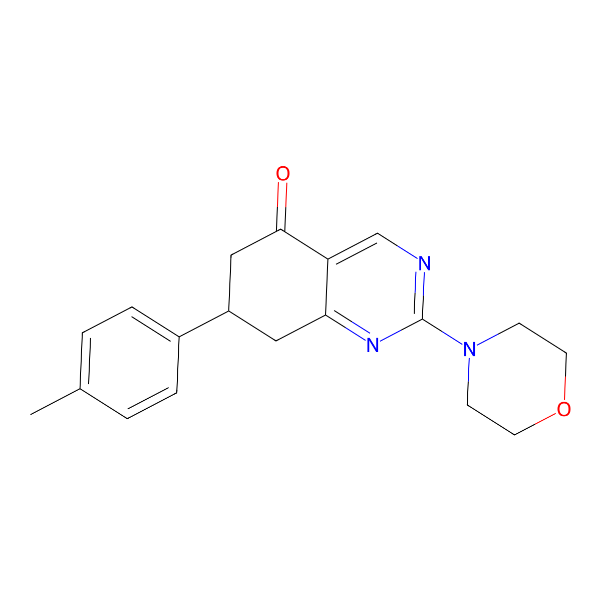 6H-Quinazolin-5-one, 2-morpholin-4-yl-7-p-tolyl-7,8-dihydro- molecular structure, CAS 523991-99-3