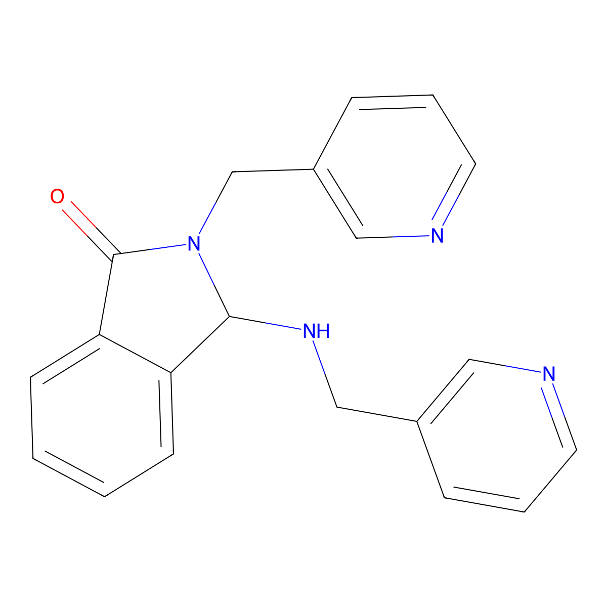 Isoindol-1-one, 2-pyridin-3-ylmethyl-3-[(pyridin-3-ylmethyl)amino]-2,3-dihydro- molecular structure, CAS 523992-02-1