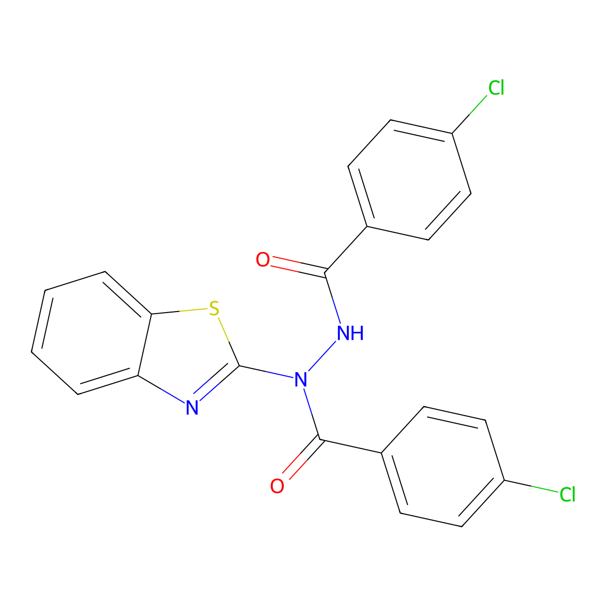 N-(1,3-benzothiazol-2-yl)-4-chloro-N'-[(4-chlorophenyl)carbonyl]benzohydrazide molecular structure, CAS 523992-21-4