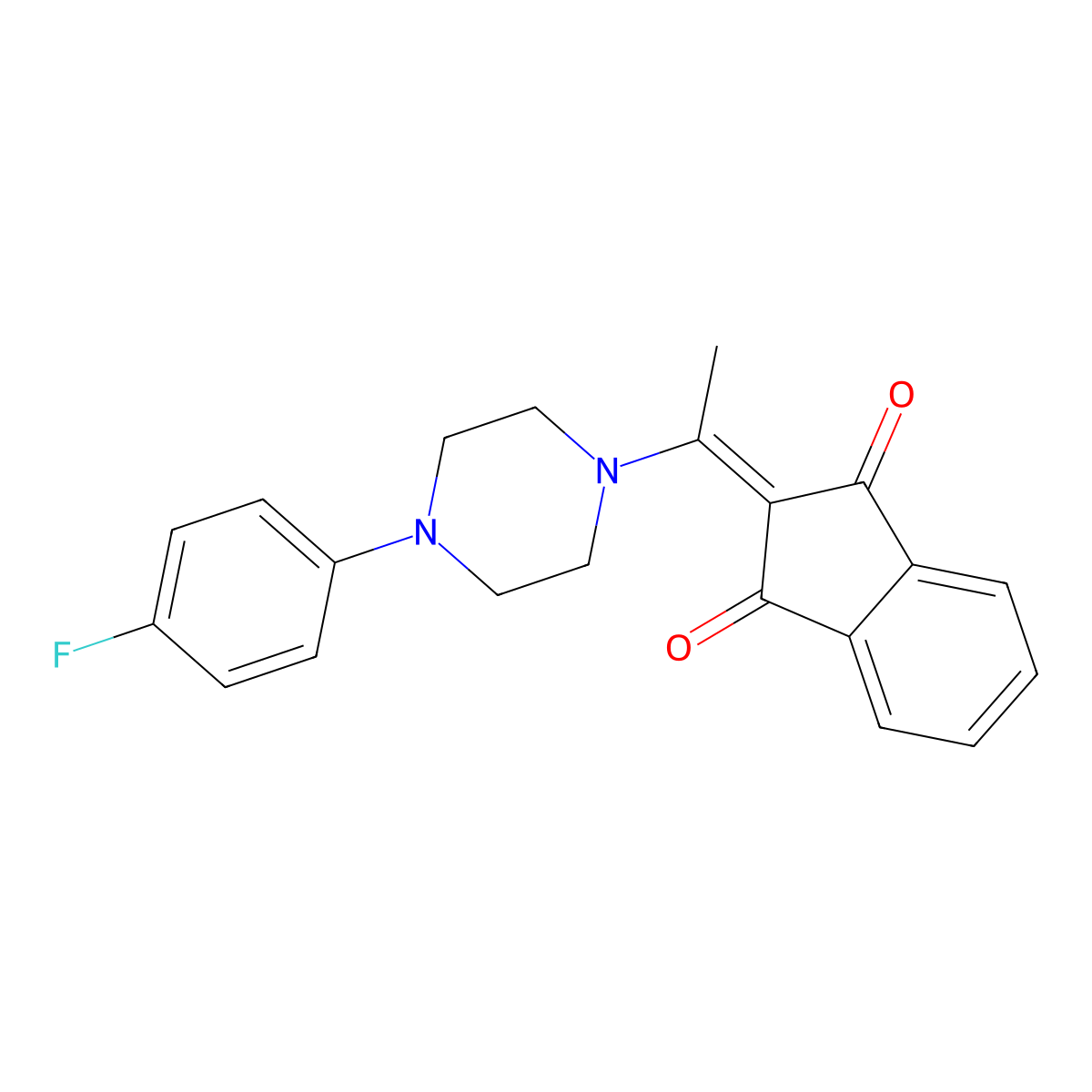 2-((4-(4-Fluorophenyl)piperazinyl)ethylidene)indane-1,3-dione molecular structure, CAS 523992-22-5