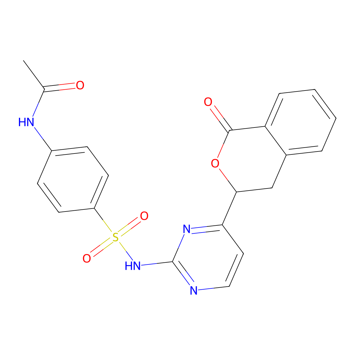 N-[4-({[4-(1-oxo-3,4-dihydro-1H-isochromen-3-yl)-2-pyrimidinyl]amino}sulfonyl)phenyl]acetamide molecular structure, CAS 523992-24-7