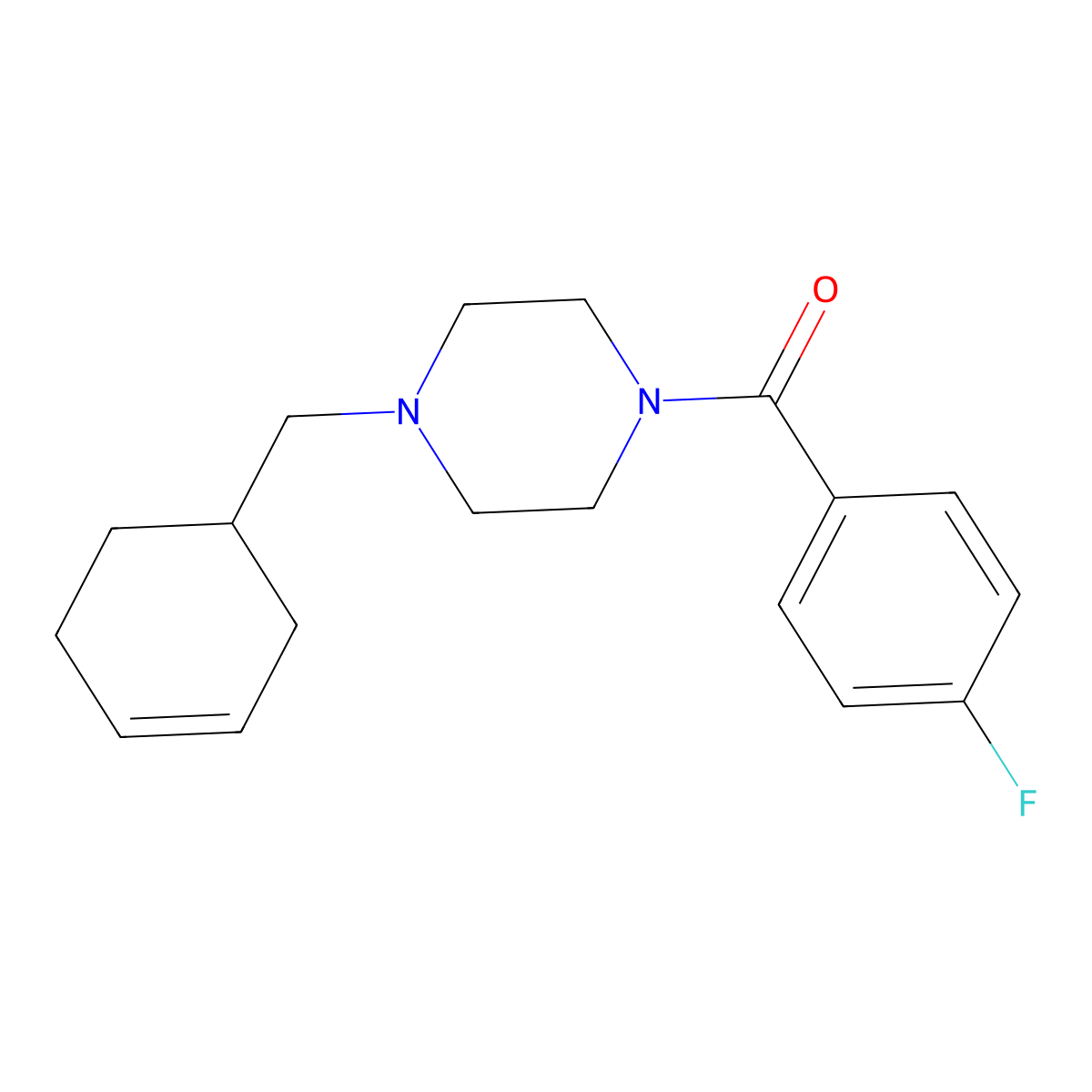 [4-(Cyclohex-3-en-1-ylmethyl)piperazin-1-yl]-(4-fluorophenyl)methanone molecular structure, CAS 523997-96-8
