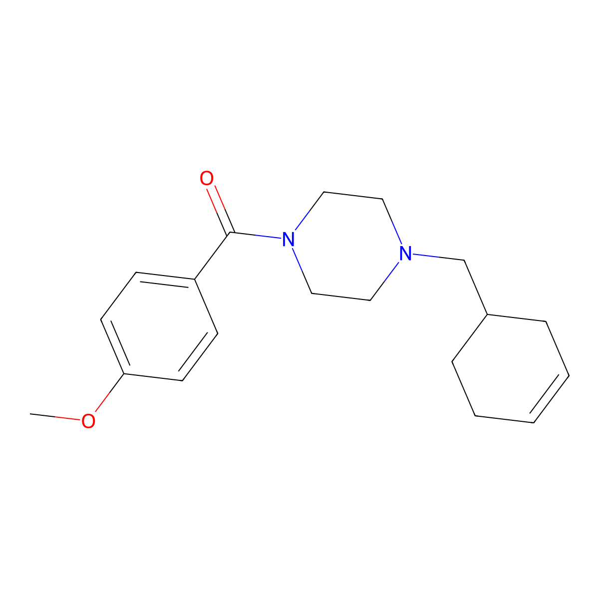 [4-(Cyclohex-3-en-1-ylmethyl)piperazin-1-yl]-(4-methoxyphenyl)methanone molecular structure, CAS 523997-97-9