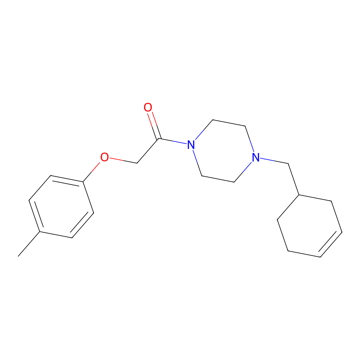 1-[4-(Cyclohex-3-en-1-ylmethyl)piperazin-1-yl]-2-(4-methylphenoxy)ethanone molecular structure, CAS 523997-99-1
