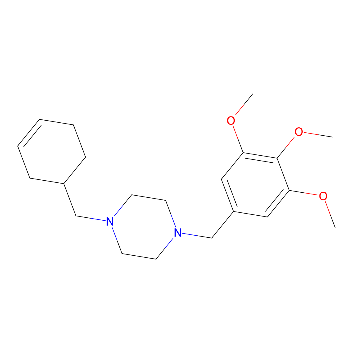 1-(Cyclohex-3-en-1-ylmethyl)-4-(3,4,5-trimethoxybenzyl)piperazine molecular structure, CAS 523998-00-7