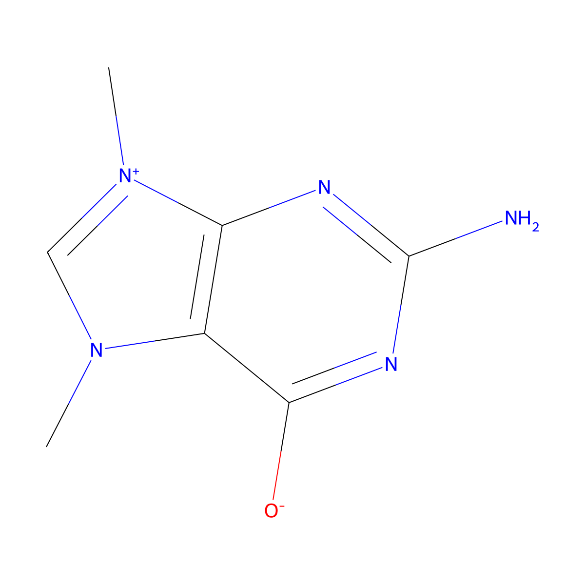 2-Amino-7,9-dimethyl-9H-purin-7-ium-6-olate molecular structure, CAS 524-35-6
