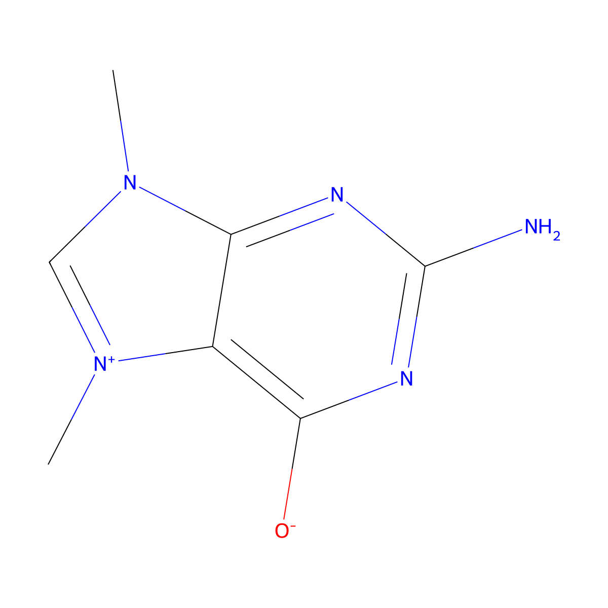 2-Amino-7,9-dimethyl-9H-purin-7-ium-6-olate molecular structure, CAS 524-35-6
