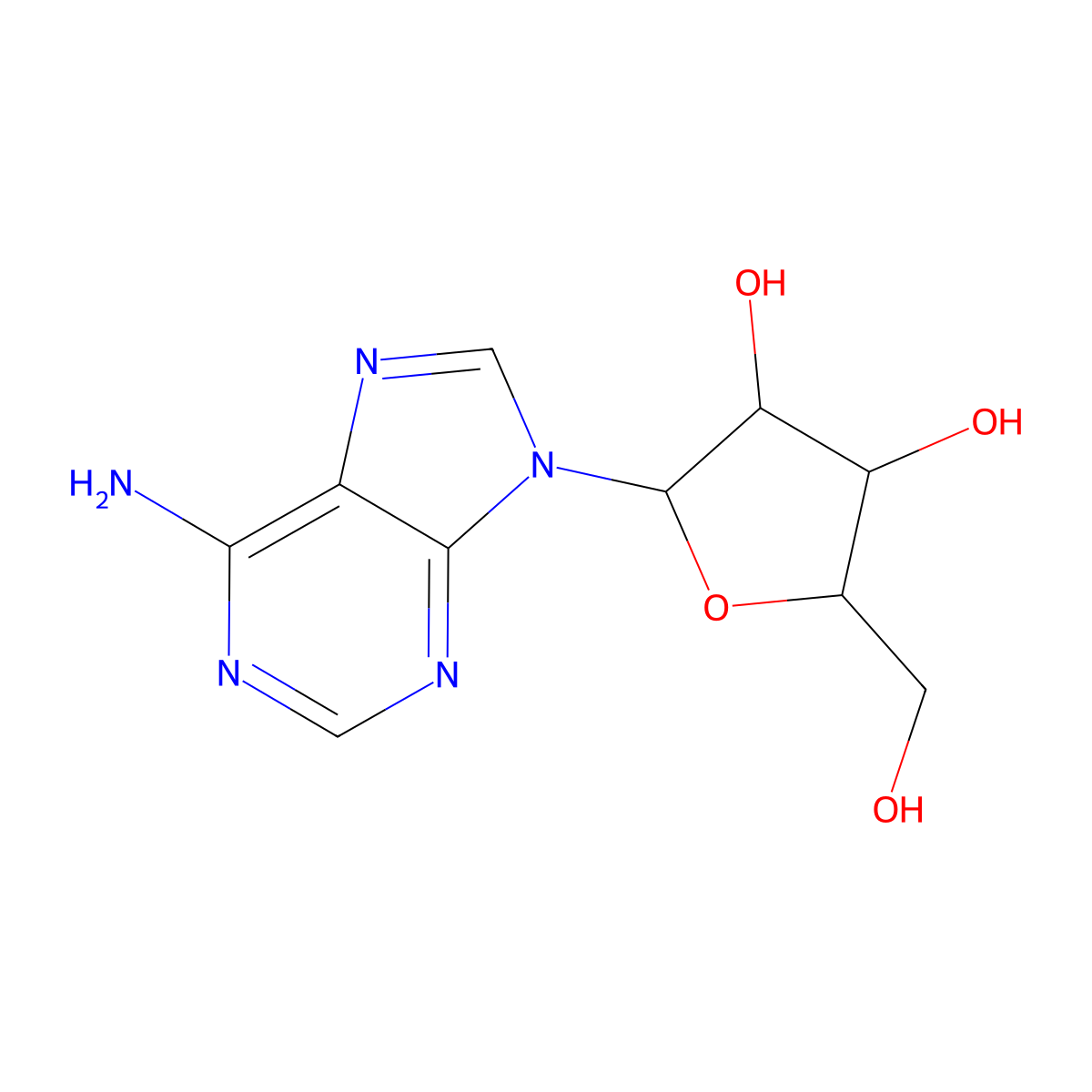 9 beta-D-xylofuranosyladenine molecular structure, CAS 524-69-6