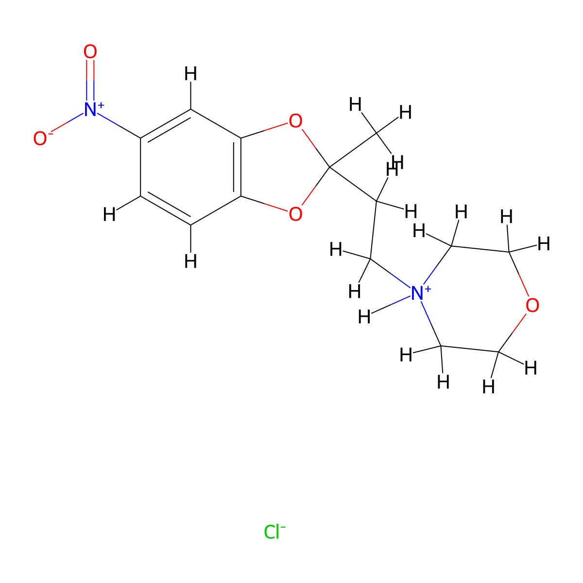 1,3-Benzodioxole, 2-methyl-2-(2-morpholinoethyl)-5-nitro-, hydrochloride molecular structure, CAS 52400-79-0