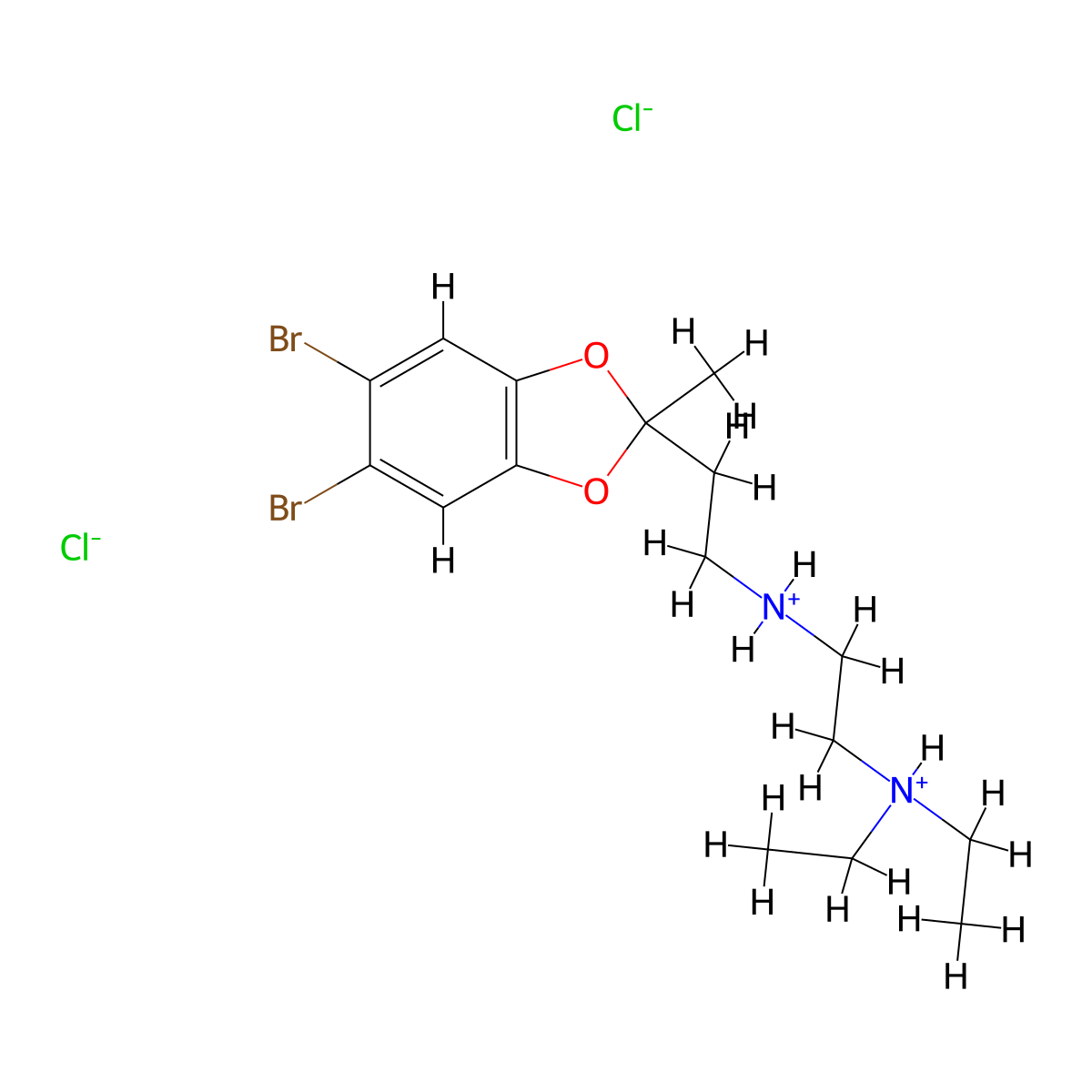 1,3-Benzodioxole, 5,6-dibromo-2-(2-(2-(diethylamino)ethylamino)ethyl)-2-methyl-, dihydrochloride molecular structure, CAS 52400-80-3